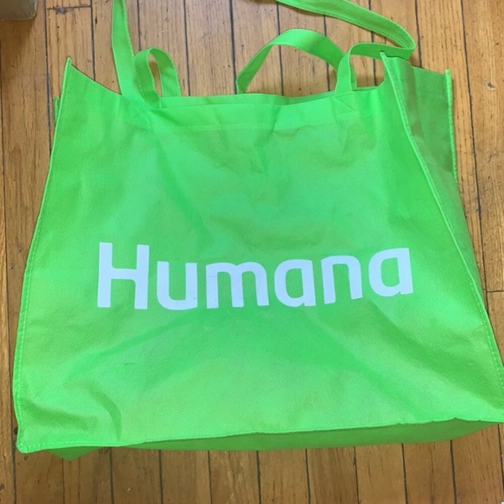 Humana Green Reusable Tote Bag - extra large tote for groceries grocery